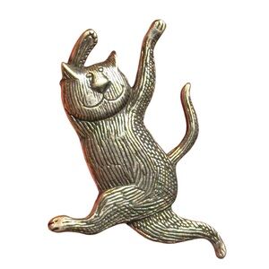 Vintage DANCING KITTY CAT Pin/Brooch Edward Gorey Sterling Silver Gorgeous